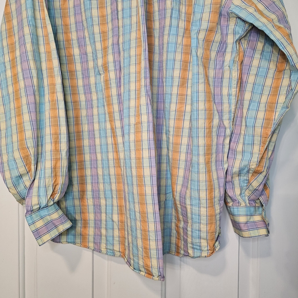 Alan Flusser Pastel Plaid Men's Shirt Men's Size XL - Picture 10 of 11